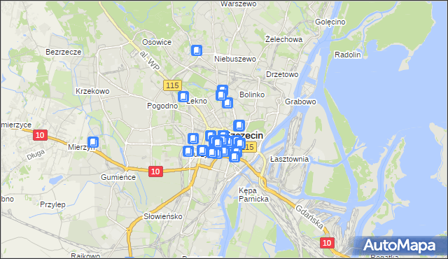 mapa Szczecina, Szczecin na mapie Targeo