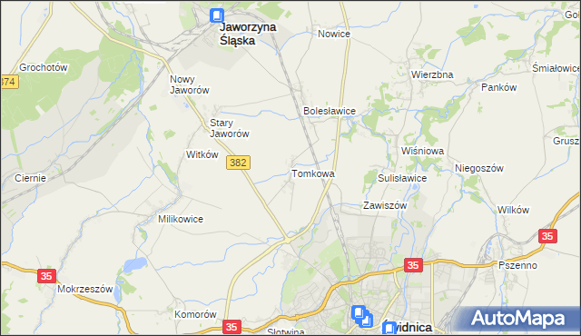 mapa Tomkowa, Tomkowa na mapie Targeo