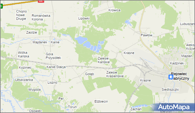 mapa Zalesie Kańskie, Zalesie Kańskie na mapie Targeo