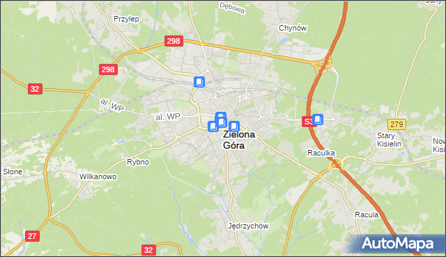 mapa Zielona Góra, Zielona Góra na mapie Targeo