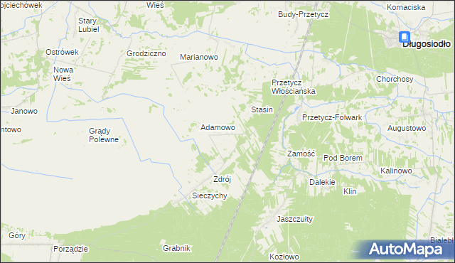 mapa Zygmuntowo gmina Długosiodło, Zygmuntowo gmina Długosiodło na mapie Targeo