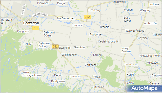 mapa Krajków gmina Pawłów, Krajków gmina Pawłów na mapie Targeo