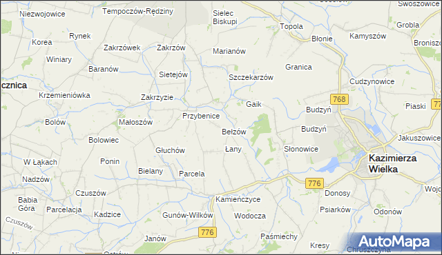 mapa Bełzów, Bełzów na mapie Targeo