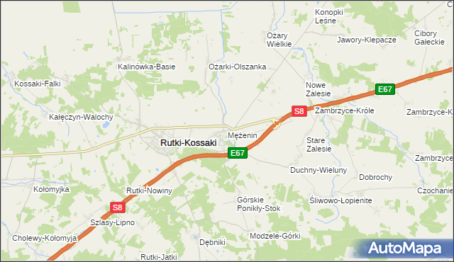 mapa Mężenin gmina Rutki, Mężenin gmina Rutki na mapie Targeo