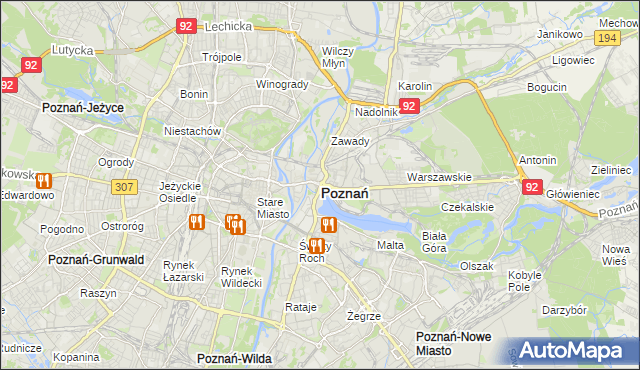 mapa Poznania, Poznań na mapie Targeo