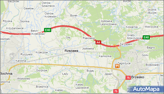 mapa Jodłówka gmina Rzezawa, Jodłówka gmina Rzezawa na mapie Targeo