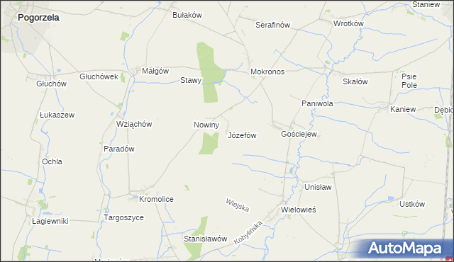 mapa Józefów gmina Koźmin Wielkopolski, Józefów gmina Koźmin Wielkopolski na mapie Targeo