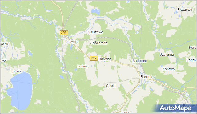 mapa Barwino, Barwino na mapie Targeo