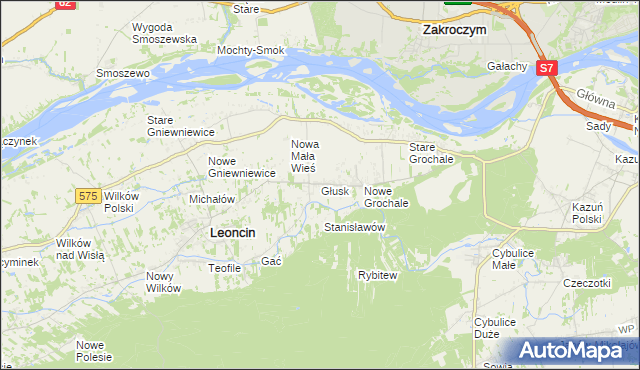 mapa Głusk gmina Leoncin, Głusk gmina Leoncin na mapie Targeo