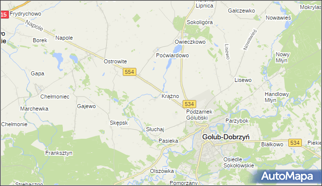 mapa Krążno, Krążno na mapie Targeo