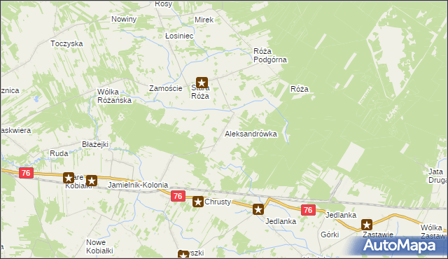 mapa Aleksandrówka gmina Stoczek Łukowski, Aleksandrówka gmina Stoczek Łukowski na mapie Targeo