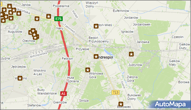 mapa Andrespol, Andrespol na mapie Targeo