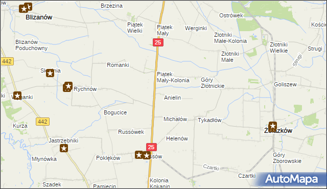 mapa Anielin gmina Żelazków, Anielin gmina Żelazków na mapie Targeo