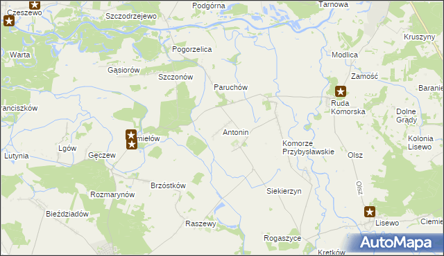mapa Antonin gmina Żerków, Antonin gmina Żerków na mapie Targeo
