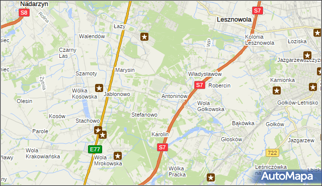 mapa Antoninów gmina Piaseczno, Antoninów gmina Piaseczno na mapie Targeo