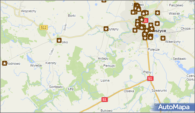 mapa Ardapy, Ardapy na mapie Targeo