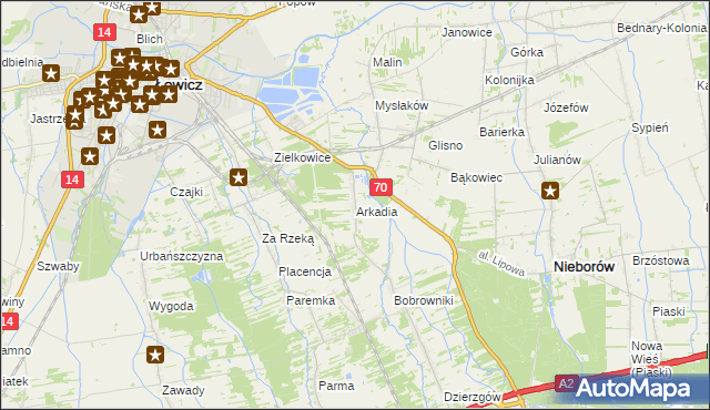 mapa Arkadia, Arkadia na mapie Targeo