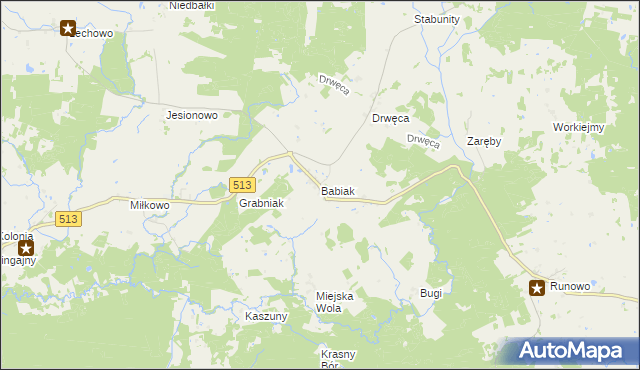 mapa Babiak gmina Lidzbark Warmiński, Babiak gmina Lidzbark Warmiński na mapie Targeo