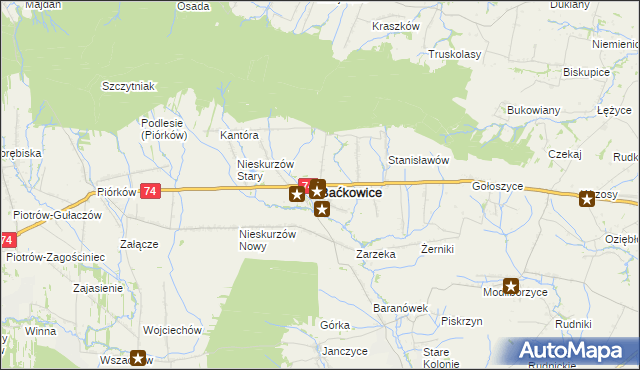 mapa Baćkowice, Baćkowice na mapie Targeo