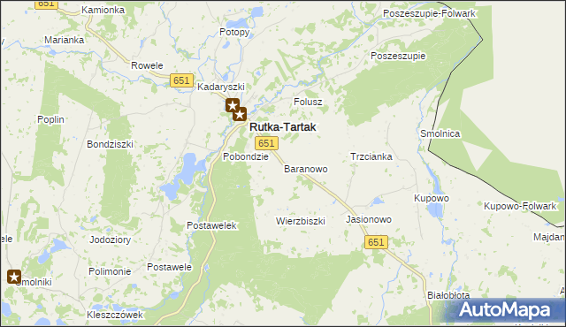 mapa Baranowo gmina Rutka-Tartak, Baranowo gmina Rutka-Tartak na mapie Targeo
