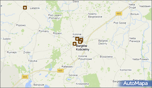 mapa Bargłów Kościelny, Bargłów Kościelny na mapie Targeo