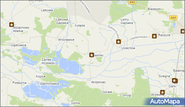 mapa Bartniki gmina Milicz, Bartniki gmina Milicz na mapie Targeo