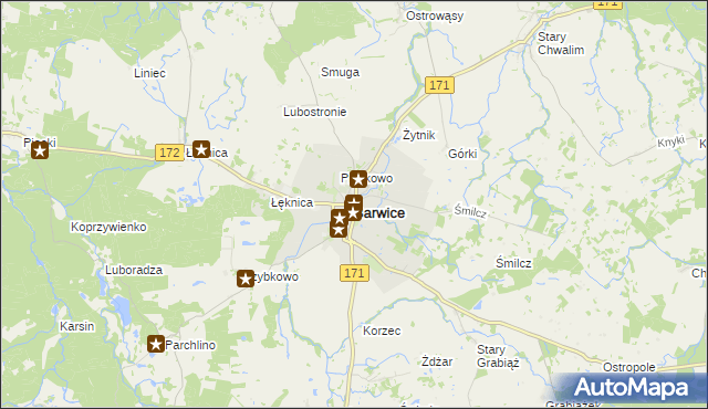 mapa Barwice, Barwice na mapie Targeo
