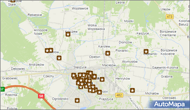 mapa Beniaminów gmina Zduńska Wola, Beniaminów gmina Zduńska Wola na mapie Targeo