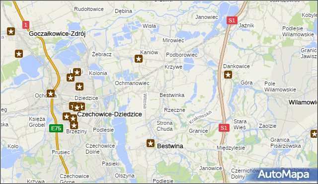 mapa Bestwinka, Bestwinka na mapie Targeo