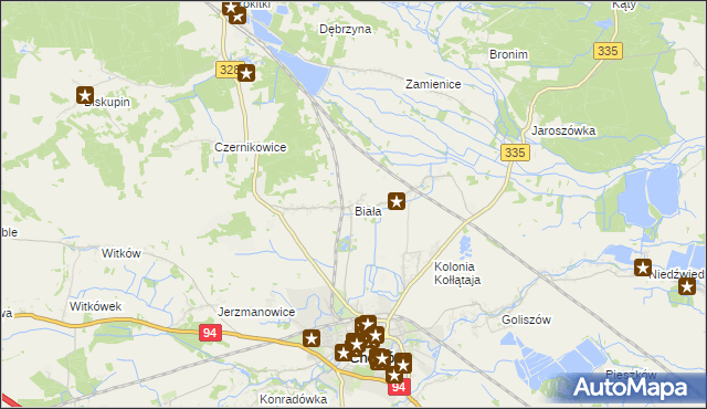 mapa Biała gmina Chojnów, Biała gmina Chojnów na mapie Targeo