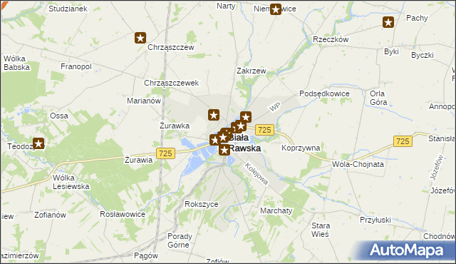 mapa Biała Rawska, Biała Rawska na mapie Targeo