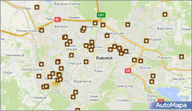 mapa Białegostoku, Białystok na mapie Targeo