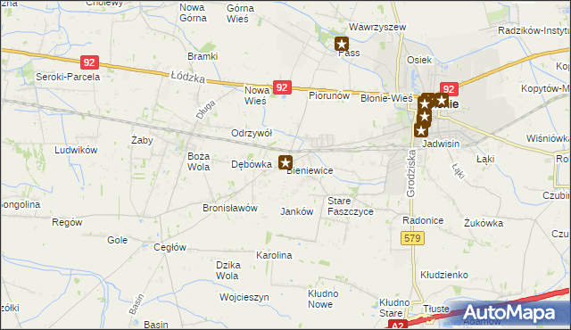 mapa Bieniewice, Bieniewice na mapie Targeo