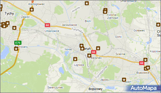 mapa Bieruń, Bieruń na mapie Targeo