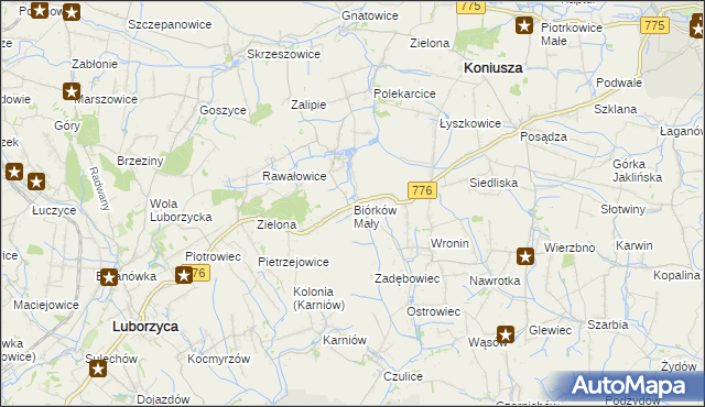 mapa Biórków Mały, Biórków Mały na mapie Targeo