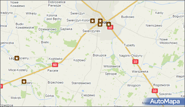 mapa Biskupice gmina Drobin, Biskupice gmina Drobin na mapie Targeo