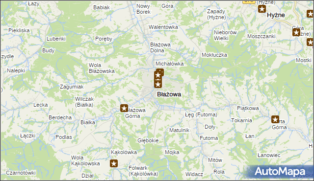 mapa Błażowa, Błażowa na mapie Targeo