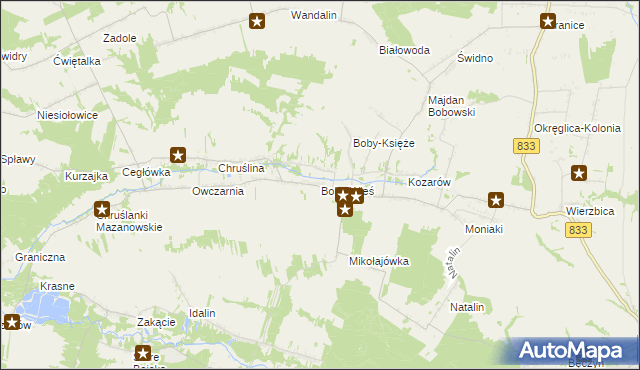 mapa Boby-Wieś, Boby-Wieś na mapie Targeo
