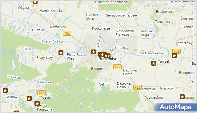 mapa Bodzentyn, Bodzentyn na mapie Targeo