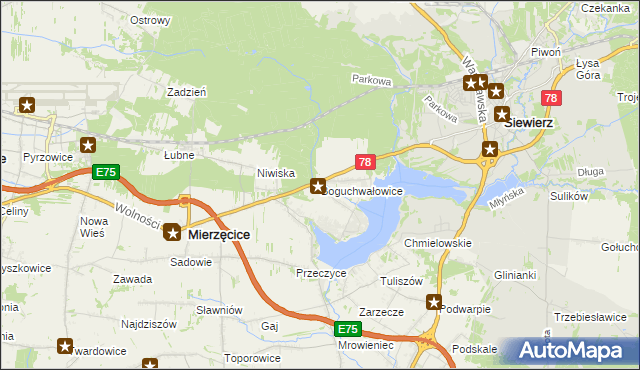 mapa Boguchwałowice, Boguchwałowice na mapie Targeo