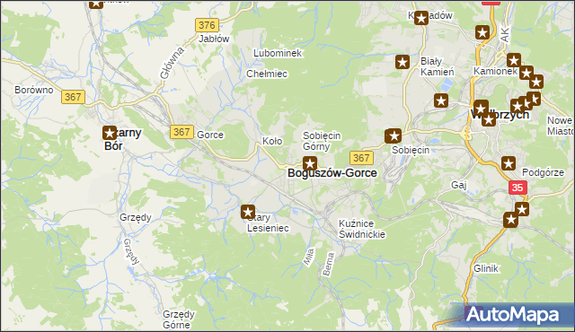 mapa Boguszów-Gorce, Boguszów-Gorce na mapie Targeo