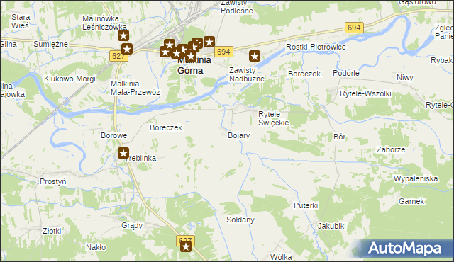 mapa Bojary gmina Kosów Lacki, Bojary gmina Kosów Lacki na mapie Targeo