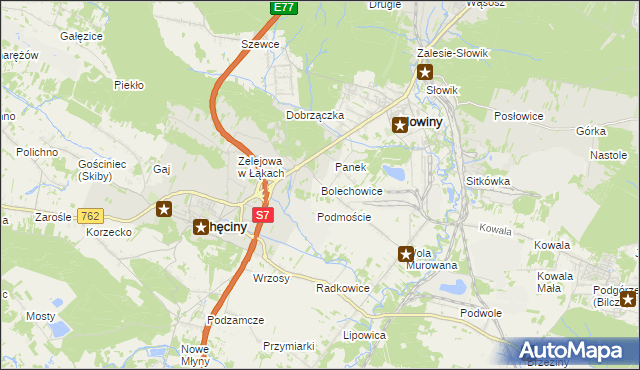 mapa Bolechowice gmina Sitkówka-Nowiny, Bolechowice gmina Sitkówka-Nowiny na mapie Targeo