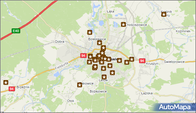 mapa Bolesławca, Bolesławiec na mapie Targeo