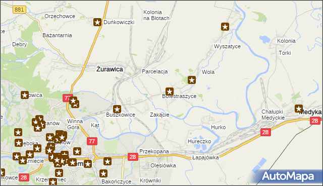 mapa Bolestraszyce, Bolestraszyce na mapie Targeo