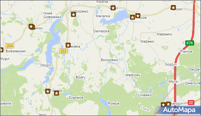 mapa Boroszewo, Boroszewo na mapie Targeo