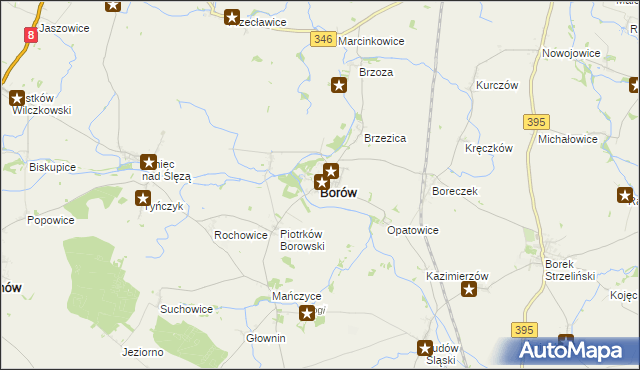 mapa Borów powiat strzeliński, Borów powiat strzeliński na mapie Targeo