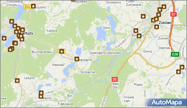 mapa Borowo gmina Kartuzy, Borowo gmina Kartuzy na mapie Targeo