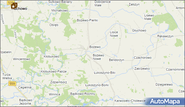 mapa Bożewo Nowe, Bożewo Nowe na mapie Targeo