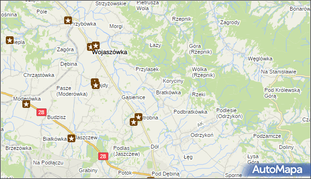 mapa Bratkówka, Bratkówka na mapie Targeo